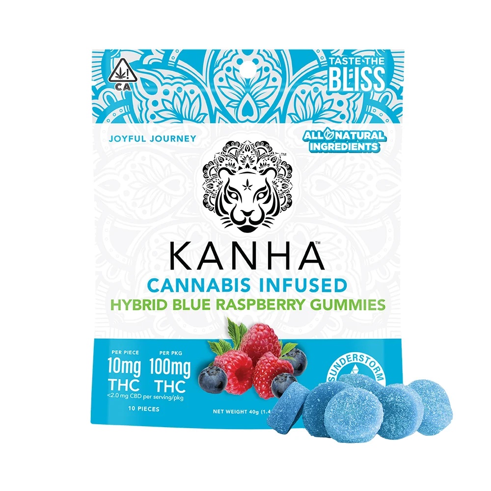 Kanha Gummies Blue Raspberry — Hybrid (100mg)