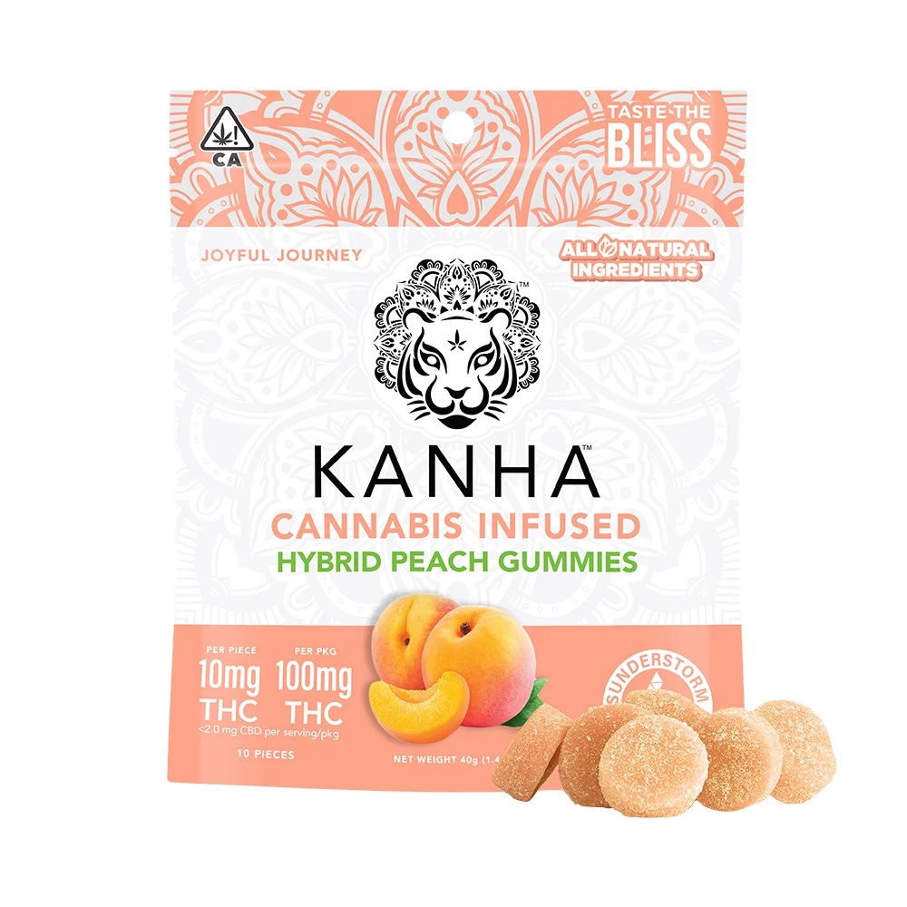 Kanha Gummies Peach — Hybrid (100mg)